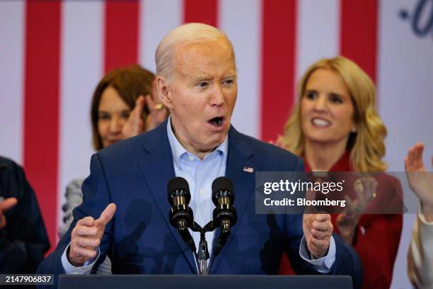 President Joe Biden speaks during a campaign event at the Martin Luther King Recreation Center in Philadelphia, Pennsylvania, US, on Thursday, April...