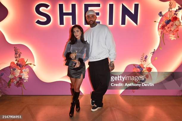 Cally Jane & Guest attend the launch of the SHEIN pop-up store at Liverpool One on April 18, 2024 in Liverpool, England.