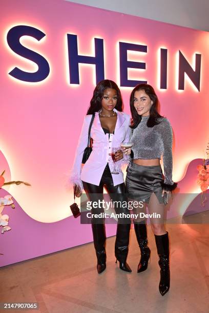 Tanya Manhenga & Cally Jane attend the launch of the SHEIN pop-up store at Liverpool One on April 18, 2024 in Liverpool, England.