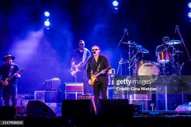 American guitarist and singer Joe Bonamassa performs live on stage during a concert at Uber Arena on April 18, 2024 in Berlin, Germany.