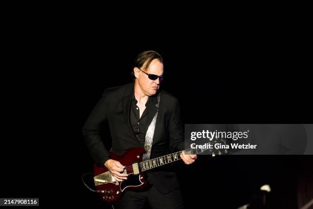 American guitarist and singer Joe Bonamassa performs live on stage during a concert at Uber Arena on April 18, 2024 in Berlin, Germany.