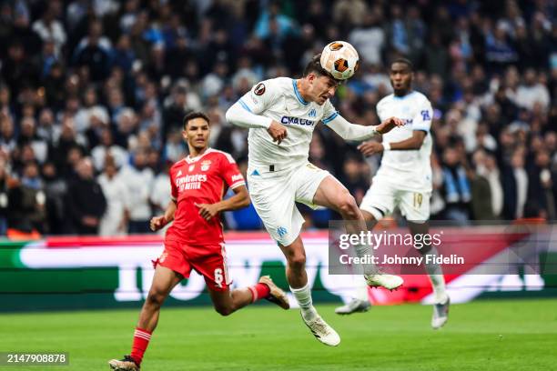 Leonardo BALERDI of Marseille during the UEFA Europa League Quarter-finals match between Marseille and Benfica at Oragne Velodrome, Marseille on...