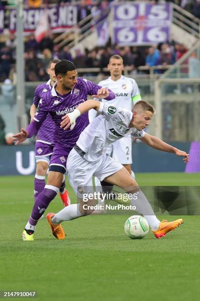 Lukas Cerv of FC Viktoria Plzen is controlling the ball during the UEFA Europa Conference League 2023/24 quarter-final second leg match between ACF...