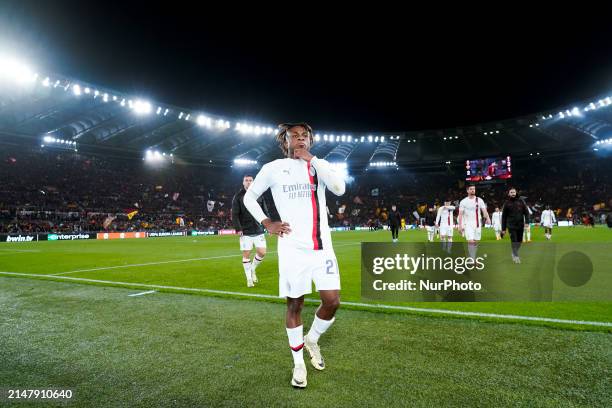 Samuel Chukwueze of AC Milan looks on during the UEFA Europa League 2023/24 Quarter-Final second leg match between AS Roma and AC Milan at Stadio...