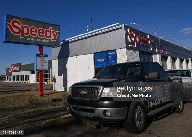 Speedy Auto Service in Edmonton, on April 17 in Edmonton, Alberta, Canada.