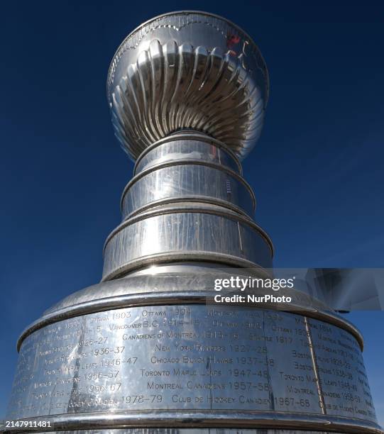 Giant replica of Stanley Cup, on April 17 in Edmonton, Alberta, Canada.