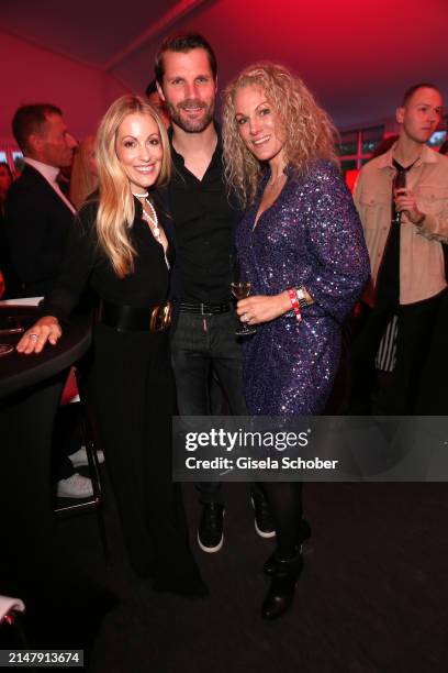 Andrea Kaiser, Martin Tomczyk, Christina Surer during the "Aufschlag bei BILD" 2024 during the BMW Open at MTTC Iphitos e.V. On April 18, 2024 in...