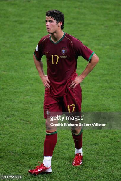 Cristiano Ronaldo of Portugal looks dejected after the FIFA World Cup Finals 2006 Semi Final Match match between Portugal and France at Allianz Arena...