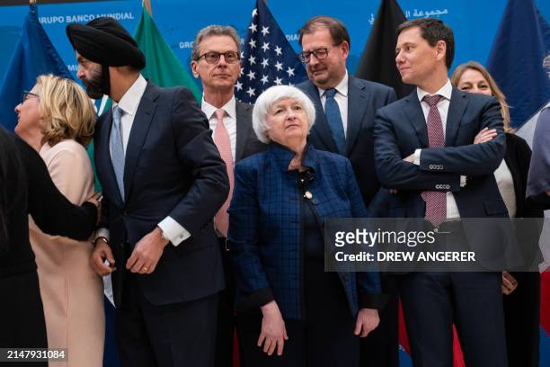World Bank Group President Ajay Banga, Italian Director General of the Treasury Riccardo Barbieri Hermitte, US Treasury Secretary Janet Yellen,...