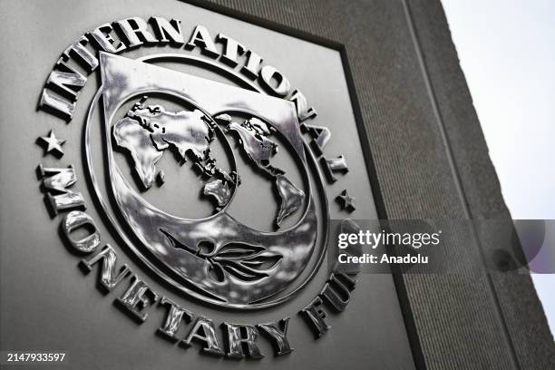 In this photo International Monetary Fund logo is seen in Washington D.C., United States on April 19, 2024.
