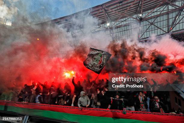 Stadium de Kuip, , season 2023 / 2024 , Dutch cup final match between Feyenoord and NEC. Fireworks by NEC fans during the Final Toto KNVB Bekker Cup...
