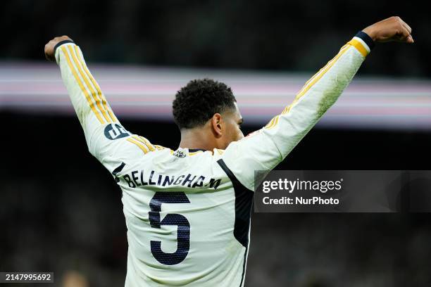 Jude Bellingham central midfield of Real Madrid and England celebrates after scoring his sides first goal during the UEFA Women's Champions League...