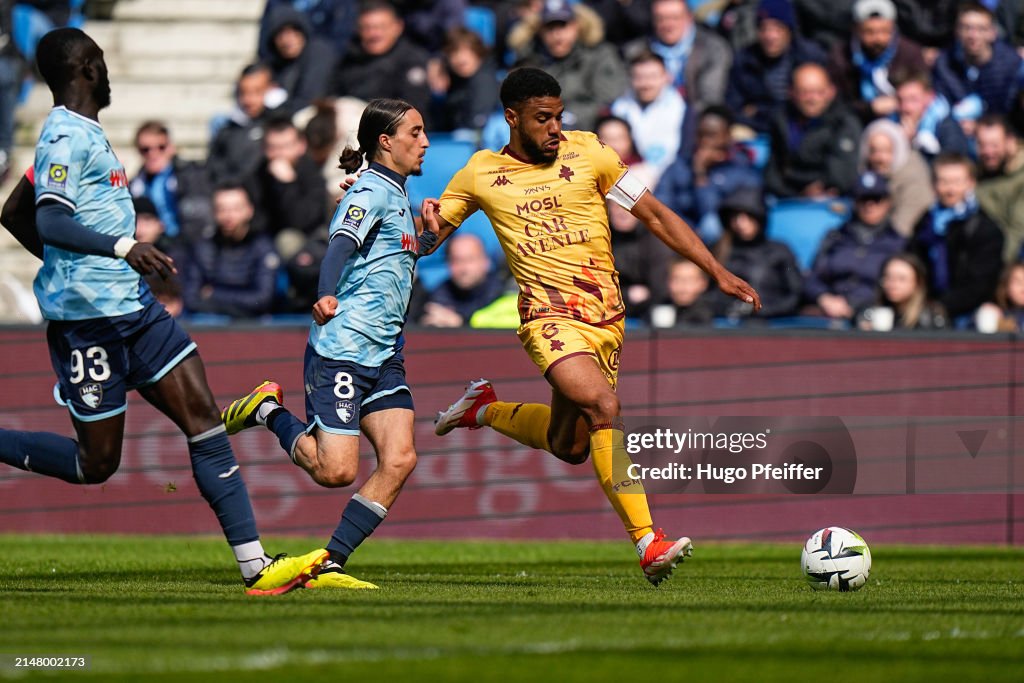 Matthieu UDOL of FC METZ and Yassine KECHTA of Le Havre AC during the Matthieu UDOL of FC METZ and Yassine KECHTA of Le Havre AC during the