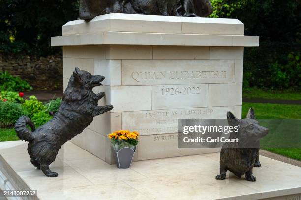 Newly-unveiled statue of Queen Elizabeth II is pictured on April 22, 2024 in Oakham, England. The statue is reportedly the first permanent memorial...