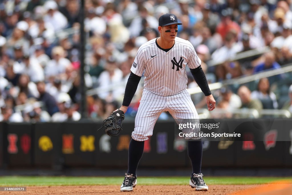 New First Baseman New York Yankees first basemen Anthony Rizzo in a defensive stance in ...