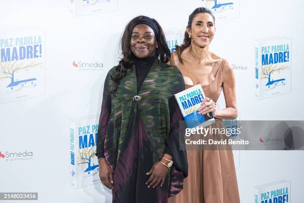 Paz Padilla and Concha Buika attend Paz Padilla's new book presentation at Teatro Alcazar on April 09, 2024 in Madrid, Spain.