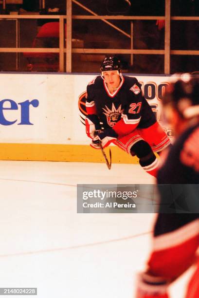 Left Wing Alexei Kovalev of the New York Rangers skates in the game between the New York Islanders vs the New York Rangers on April 15, 1998 at...