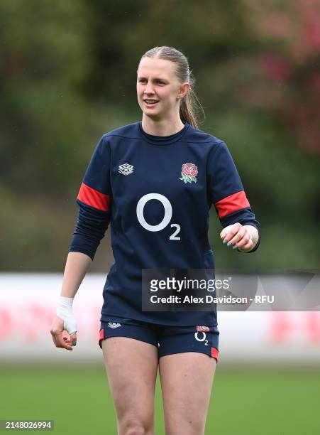 Vicky Laflin during a England Red Roses Training Session at Pennyhill Park on April 09, 2024 in Bagshot, England.