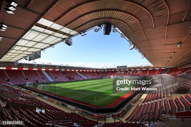 General view ahead of the Sky Bet Championship match between Southampton FC and Coventry City at St. Mary's Stadium on April 09, 2024 in Southampton,...