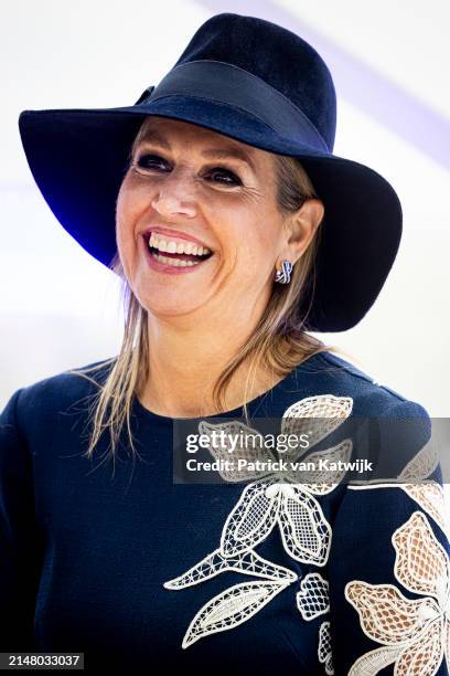 Queen Maxima of The Netherlands attends the launch of Amsterdams Stagepact MBO at Capital C on April 9, 2024 in Amsterdam, Netherlands. The...