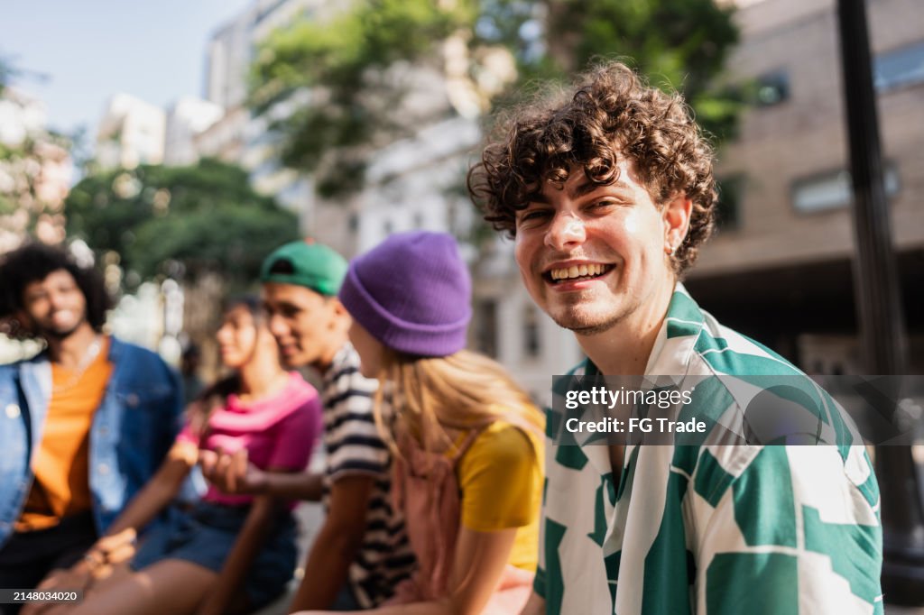 Portrait of friends outdoors