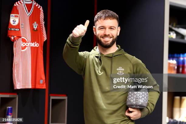 Adam Armstrong of Southampton ahead of the Sky Bet Championship match between Southampton FC and Coventry City at St. Mary's Stadium on April 09,...