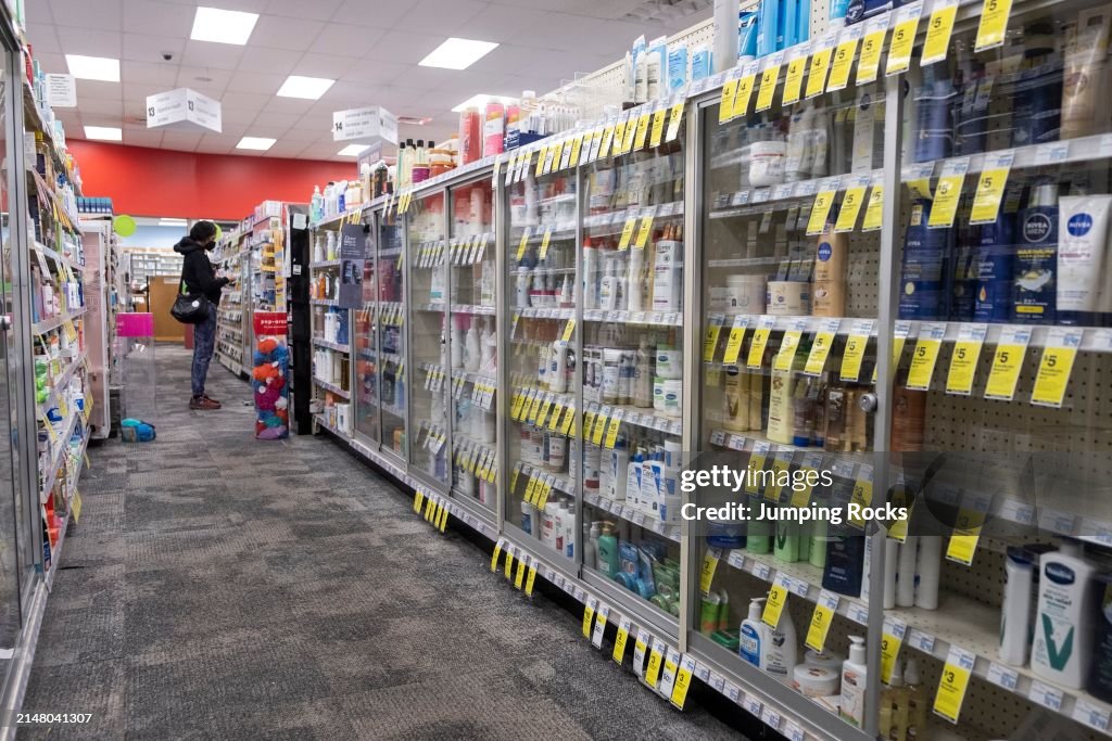 CVS with locked cases to prevent theft