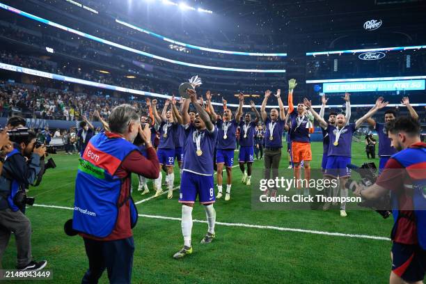 Team USA celebrates winning Concacaf Nation League Championship during the Concacaf Nations League final match between Mexico and USMNT at AT&T...