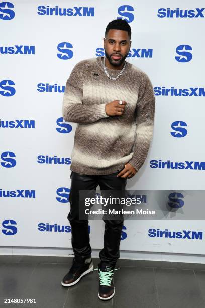 Jason Derulo visits SiriusXM Studios on April 09, 2024 in New York City.