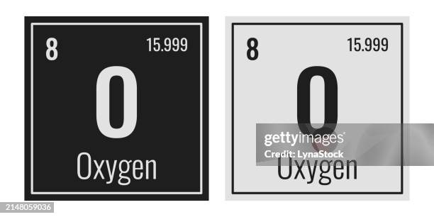 ilustraciones, imágenes clip art, dibujos animados e iconos de stock de oxygen symbol. chemical element of the periodic table. vector illustration isolated on white background. glass sign. - oxygen element