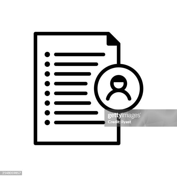 pixel perfect vector line icon for personal history - computer registration icon stock illustrations