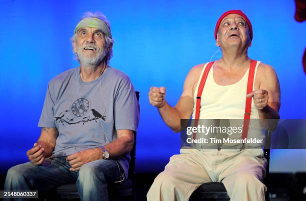 Tommy Chong and Cheech Marin of Cheech & Chong perform during Wild 94.9's Comedy Jam at Shoreline Amphitheatre on August 22, 2009 in Mountain View,...