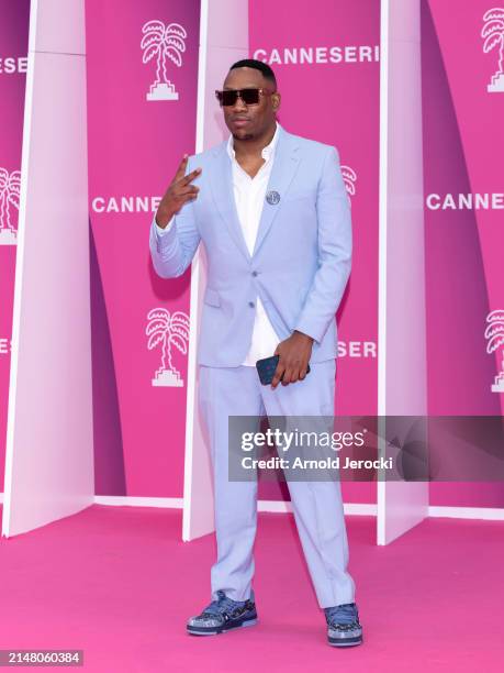 Mokobé attends the Pink Carpet on Day Five of the 7th Canneseries International Festival on April 09, 2024 in Cannes, France.