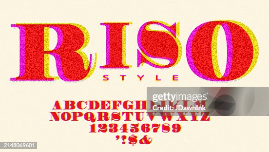 Retro-Riso-Druckstil, Siebdruck-Schriftdesign-Alphabet, enthält Großbuchstaben und Zahlen, sehr strukturierten Stil Retro-Riso-Druckstil, Siebdruck-Schriftdesign-Alphabet, enthält Großbuchstaben und Zahlen, sehr strukturierten Stil