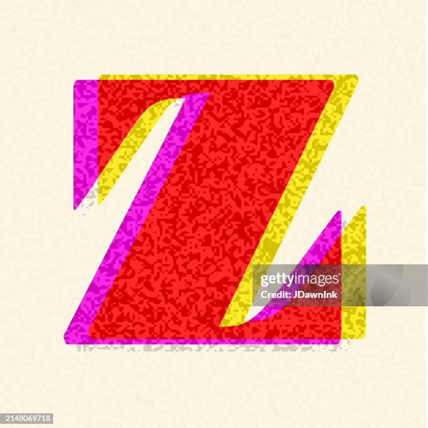 retro-riso-druckstil siebdruck buchstabe z schriftdesign alphabet sehr strukturierter stil - buchstabe z stock-grafiken, -clipart, -cartoons und -symbole
