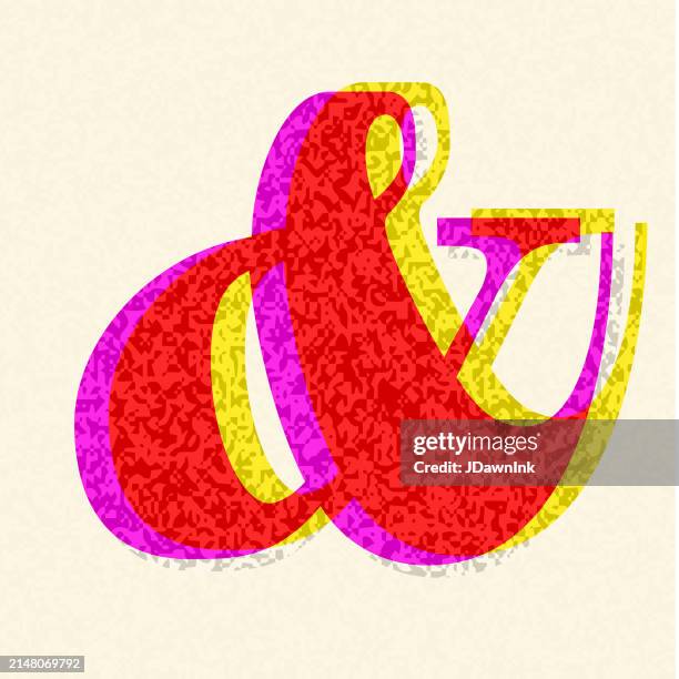 retro riso print style screen printing ampersand font design alphabet very textured style - ampersand stock illustrations