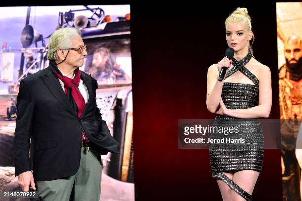 George Miller and Anya Taylor-Joy speak onstage during Warner Bros. Pictures' "The Big Picture," a special presentation of its upcoming slate during...