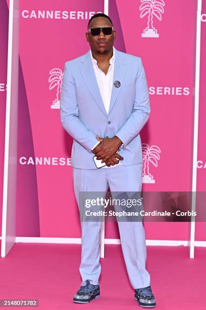 Mokobé attends the Pink Carpet on Day Five of the 7th Canneseries International Festival on April 09, 2024 in Cannes, France.