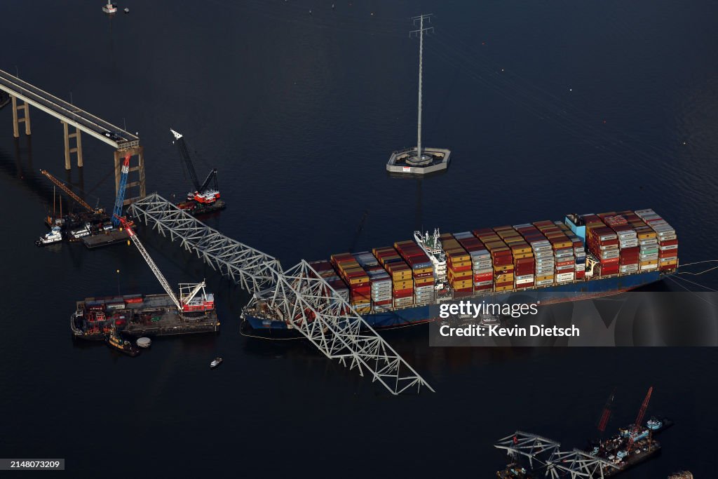 Work Continues At The Collapse Site Of The Francis Scott Key Bridge