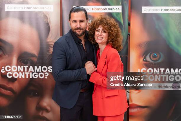 Álvaro Cuadrado and Cayetana Cabezas attend the "Cómicos Contra El Hambre" photocall organized by Hambre Cero at Maravillas Theatre on April 09, 2024...