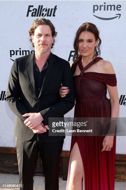 Jonathan Nolan and Lisa Joy attend the world premiere of Prime Video's "Fallout" at TCL Chinese Theatre on April 09, 2024 in Hollywood, California.