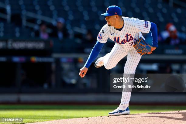 José Butto of the New York Mets in action against the Detroit Tigers during game two of a double header at Citi Field on April 4, 2024 in New York...