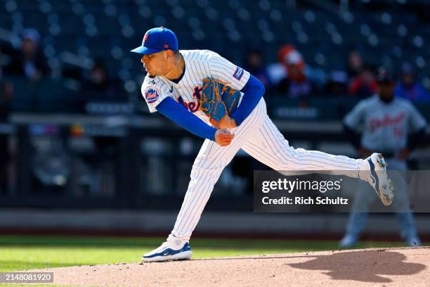 José Butto of the New York Mets in action against the Detroit Tigers during game two of a double header at Citi Field on April 4, 2024 in New York...