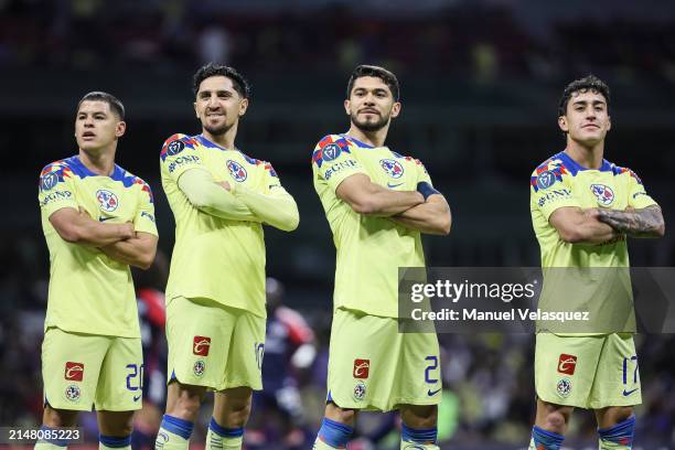 Richard Sánchez, Diego Valdés Henry Martín and Alejandro Zendejas of America celebrate the team's first goal during the CONCACAF Champions Cup 2024...