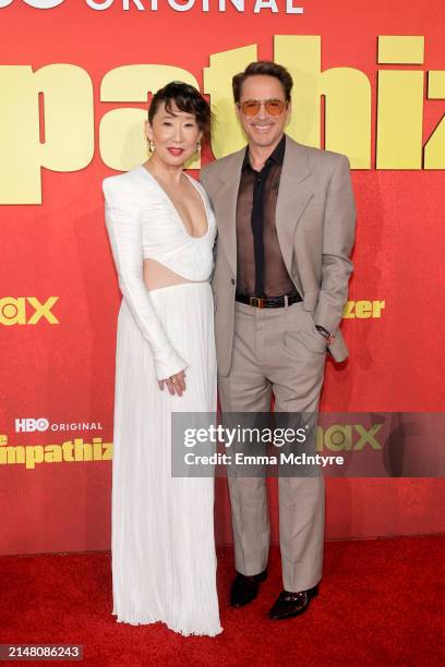 Sandra Oh and Robert Downey Jr. Attend the Los Angeles Premiere of HBO Original Limited Series "The Sympathizer" at The Paramount LA on April 09,...