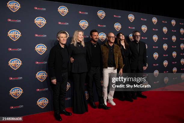 Willem Dafoe, Catherine O' Hara, Justin Theroux, Michael Keaton, Monica Bellucci, and Tim Burton of "Beetlejuice, Beetlejuice" attend the Warner...