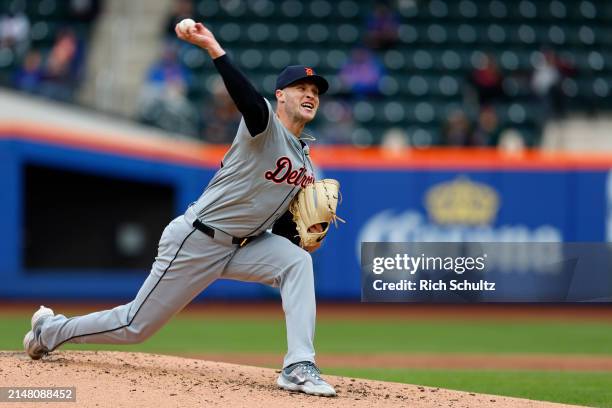 Jake Rogers of the Detroit Tigers in action against the New York Mets during game two of a double header at Citi Field on April 4, 2024 in New York...