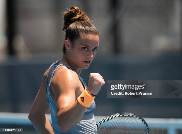 Maria Sakkari of Greece in action against Vitalia Diatchenko of Russia in the first round of the Adelaide International at Memorial Drive on January...
