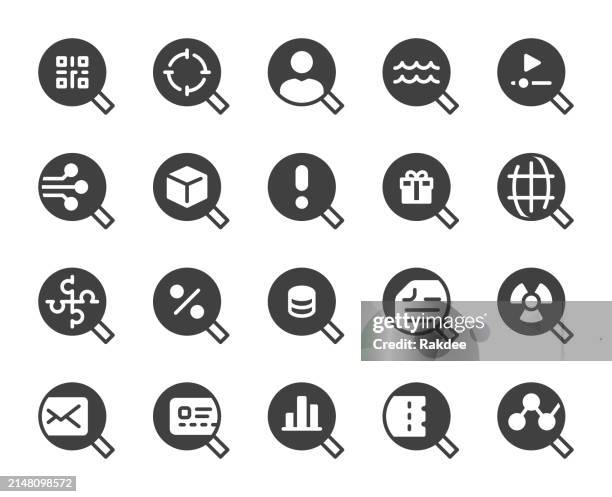 magnifying glass 1 - icons - qr code scanning stock illustrations