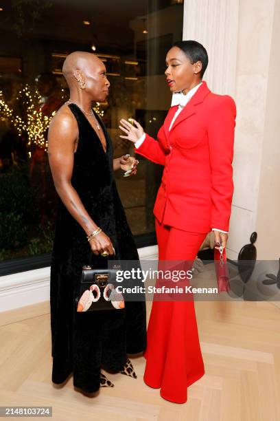 Cynthia Erivo and Janelle Monáe attend the Fashion Trust U.S. Awards 2024 on April 09, 2024 in Beverly Hills, California.